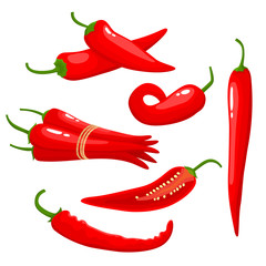 Wall Mural - Hot chili pepper isolated on white background.