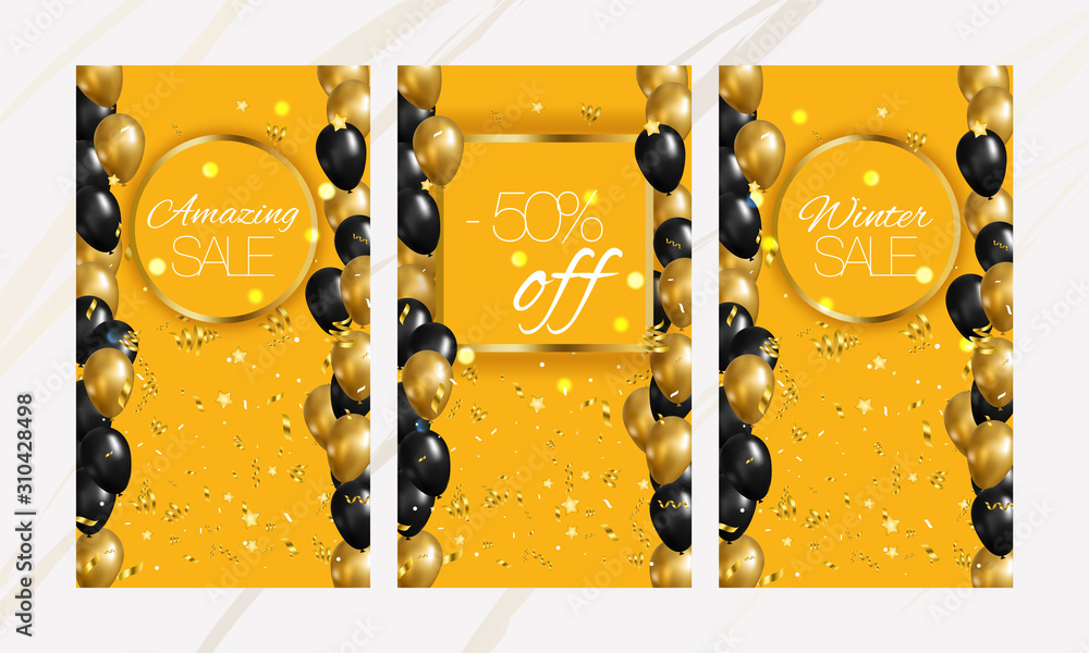 Winter sale. Nude post design background. Template bochure. Stories