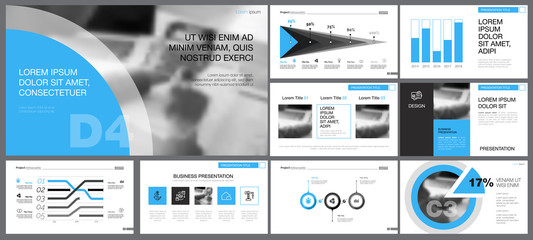Wall Mural - black, blue and grey infographic design elements for presentation slide templates. business and stat