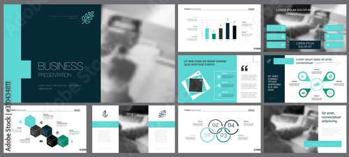 Fotomural Black, white, blue and grey infographic design elements for presentation slide templates