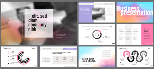 Sticker - Pink, grey and purple infographic design elements for presentation slide templates. Business and project planning concept can be used for annual report, leaflet layout, poster design