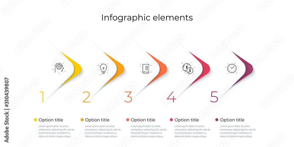 Business process chart infographics with 5 steps. Corporate workflow ...