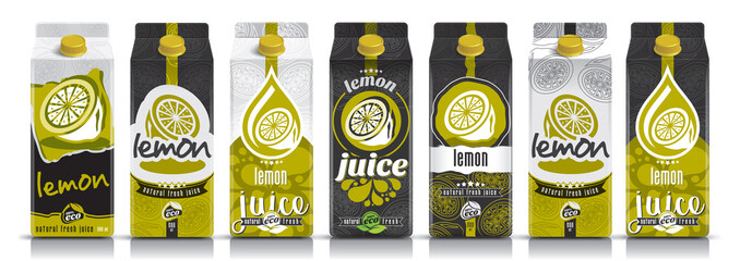 Wall Mural - Ready design vector lemon juice, fruit package set