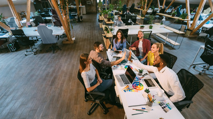 Coworking space. Young team working in office