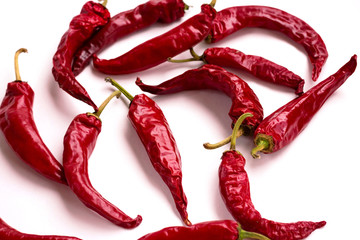 two red hot chili pepper isolated on a white background