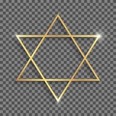 Poster - Shining golden star of David isolated on a transparent background.