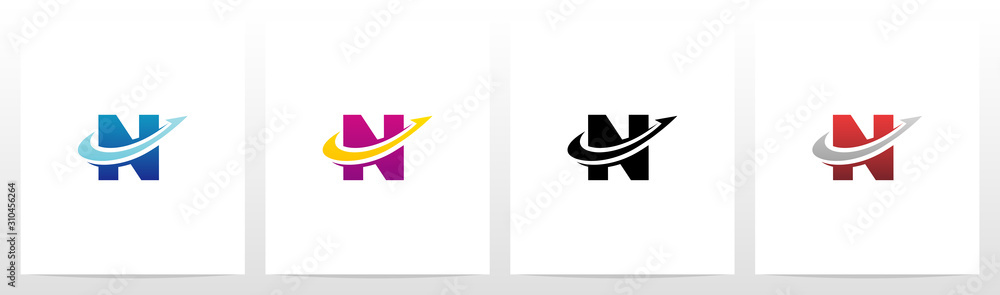 Swoosh Arrow Lines Letter Logo Design N Stock Vector | Adobe Stock