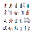 © mast3r - doctors in uniform different clinic hospital workers set medicine healthcare concept full length flat vector illustration