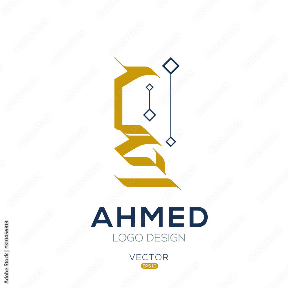 Creative Arabic typography Mean in English ( Arabic name Ahmed ) , Arabic  Calligraphy Stock Vector | Adobe Stock, image size:1000x1000