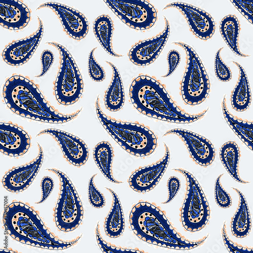 Creative seamless pattern with hand drawn paisley element. Tribal ethnic seam...