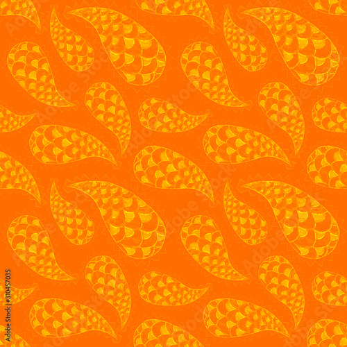 Creative seamless pattern with hand drawn paisley element. Tribal ethnic seam...