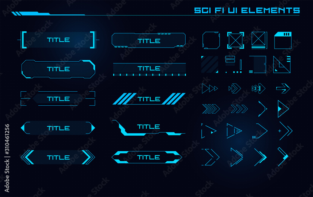 Set of Sci Fi Modern User Interface Elements. Futuristic Abstract HUD. Good for game UI.  Vector Illustration EPS10 - obrazy, fototapety, plakaty 