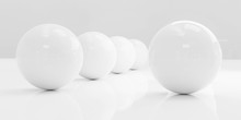 White Balls With Reflection Macro White Texture Background 3d Render Illustration