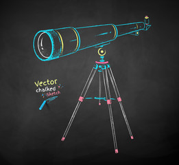 Wall Mural - Chalk drawn illustration of telescope