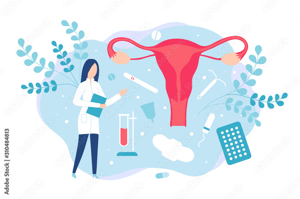 Gynecology and women health. Consultation with a gynecologist or reproductologist - obrazy, fototapety, plakaty 