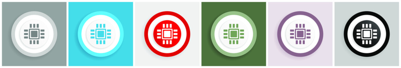 Aufkleber - Circuit icon, technology, chip, processor vector illustrations in 6 colors options for web design and mobile applications in eps 10