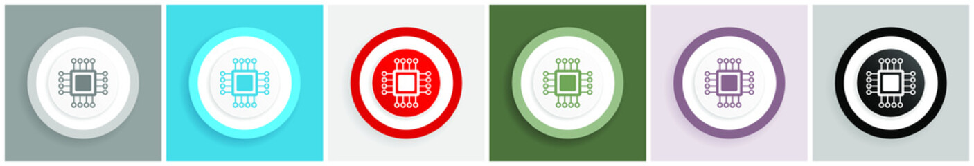 Aufkleber - Circuit icon, technology, chip, processor vector illustrations in 6 colors options for web design and mobile applications in eps 10