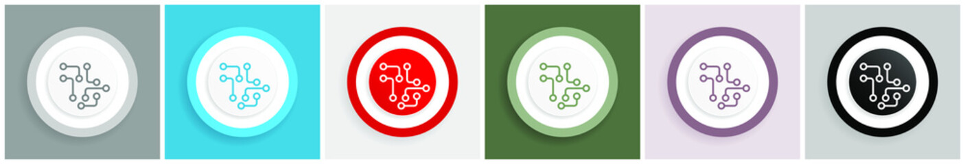 Aufkleber - Circuit icon, technology, chip, processor vector illustrations in 6 colors options for web design and mobile applications in eps 10