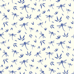 Wall Mural - Vector Dragonfly seamless pattern