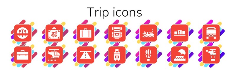 Sticker - Modern Simple Set of trip Vector filled Icons