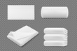 Vector 3d realistic white towel rolls and piles