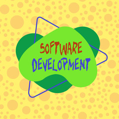 Conceptual hand writing showing Software Development. Concept meaning software is created using a specific programming Asymmetrical format pattern object outline multicolor design