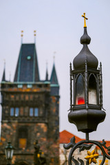 Sticker - Prague, Czech Republic - November, 20, 2019: lantern on the Old Town Square in Prague