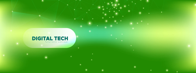 Wall Mural - green wireframe banner. technology illustration.
