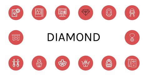 Canvas Print - Set of diamond icons