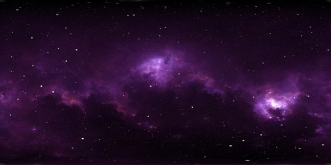 360 degree space background with nebula and stars, equirectangular projection, environment map. hdri