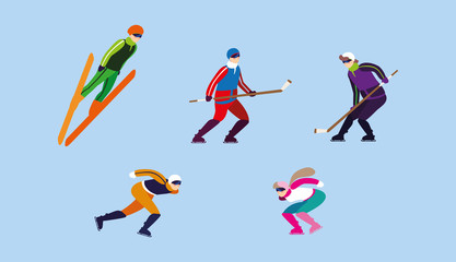 Sticker - set of people practicing extreme winter sport