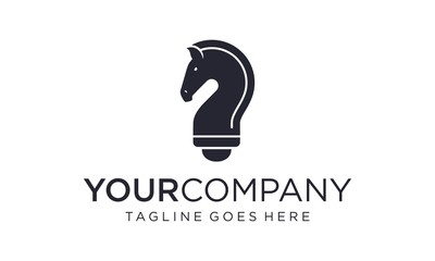 Poster - Creative bulb with horse icon for logo design concept 