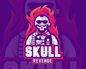 Skull soldier Esport logo design template