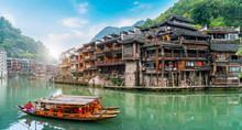 Folk Houses Along The River In The Ancient City Of Phoenix, Hunan