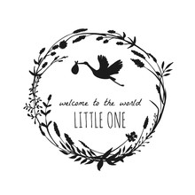 Welcome To The World Little One. Stork Illustration