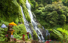 Scenic View Of Banyumala Waterfall In Bali Indonesia