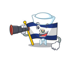 Poster - happy Sailor flag el salvador Scroll cartoon design with binocular