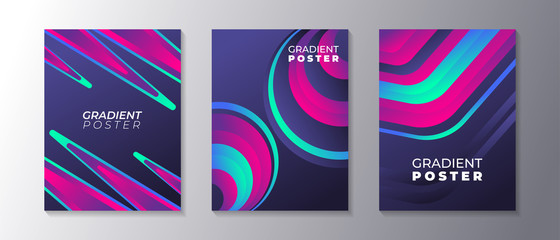 Wall Mural - Poster Design template with glow modern gradient, in dark background, can be used for book cover, flyer, brochure
