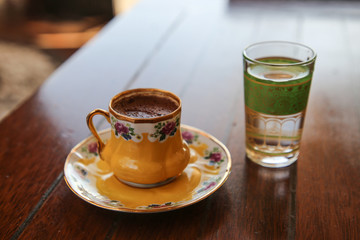 Wall Mural - turkish coffee in yellow cup