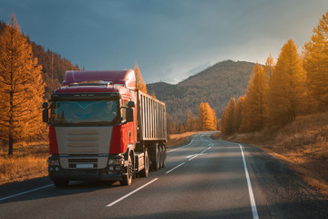 Wall Mural - Freight truck on the road.