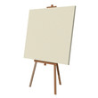 © newb1 - Blank wood easel with canvas. 3d render isolated on white background.