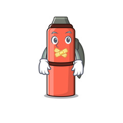 Wall Mural - Thermos bottle Scroll mascot cartoon character design on silent gesture