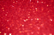 The Concept Of Valentine's Day,red Hearts Bokeh As Background