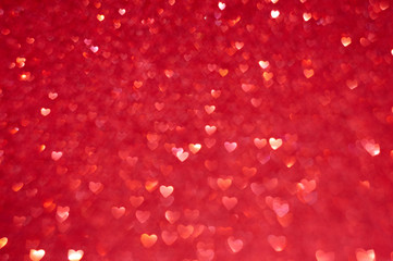 the concept of Valentine's day,red hearts bokeh as background