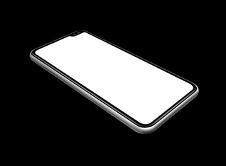 All-screen blank smartphone mockup isolated on black. 3D render