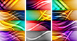 © antishock - Set of dynamic trendy fluid color gradient abstract backgrounds with flowing wave lines. Vector Illustrations