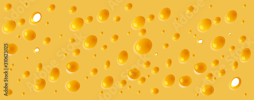Fotografía Background of thin slice of hard yellow cheese with holes