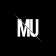 MU logo monogram with slash style design template