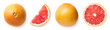 Leinwandbild Motiv Fresh whole, half and sliced grapefruit