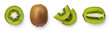 Leinwandbild Motiv Fresh whole, half and sliced kiwi fruit